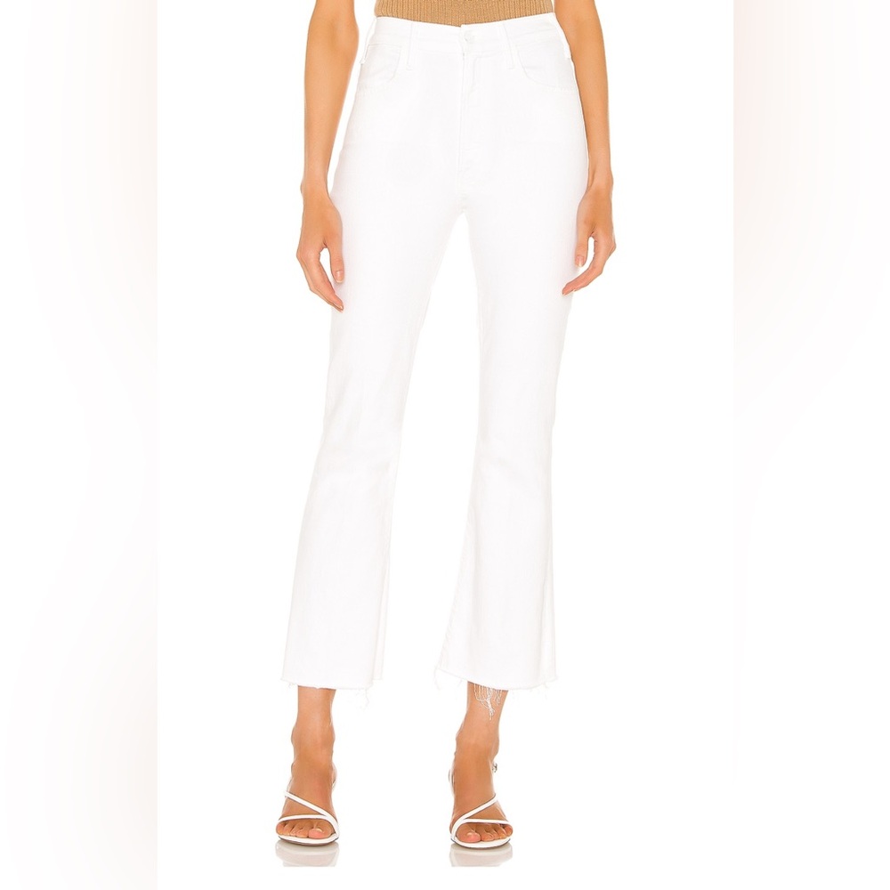 MOTHER The Hustler Ankle Fray Jeans, White, Size 30